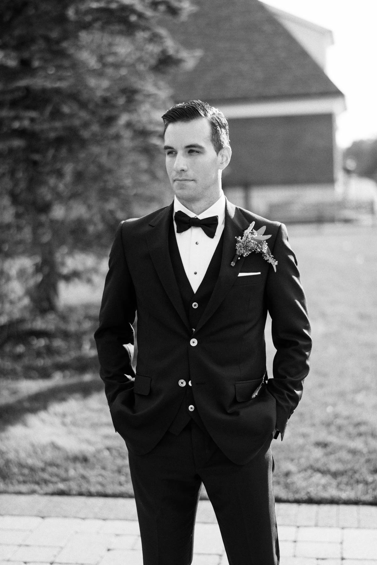 groom portrait at the burlington golf and country club wedding