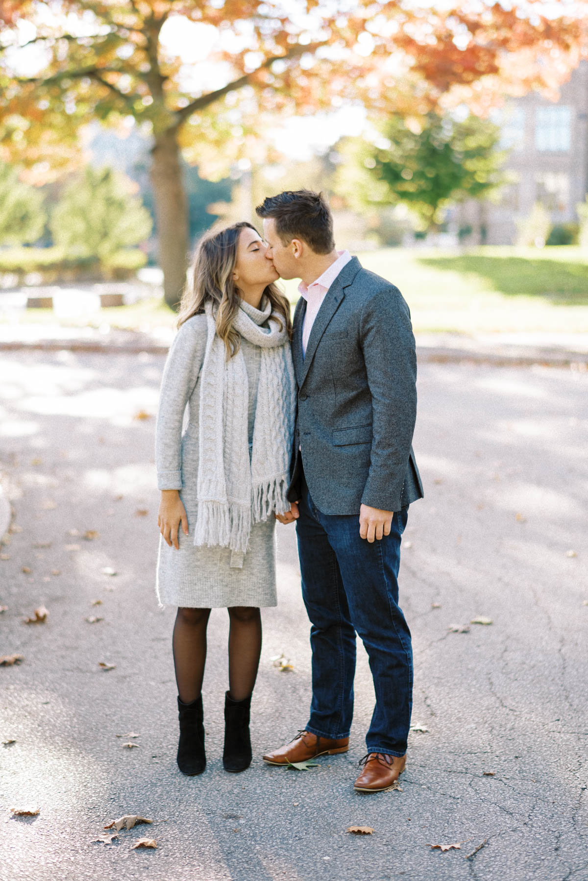 kissing at a mcmaster university engagement session