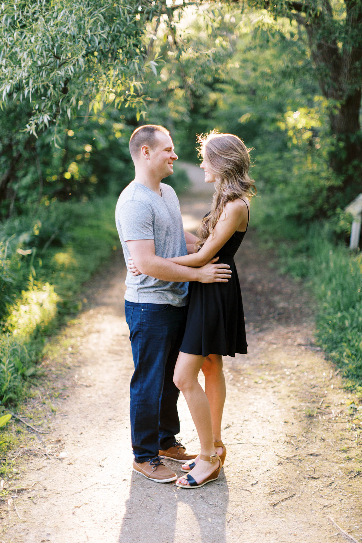 closer view of a couple facing each other during an engagement photography session at scotsdale farm