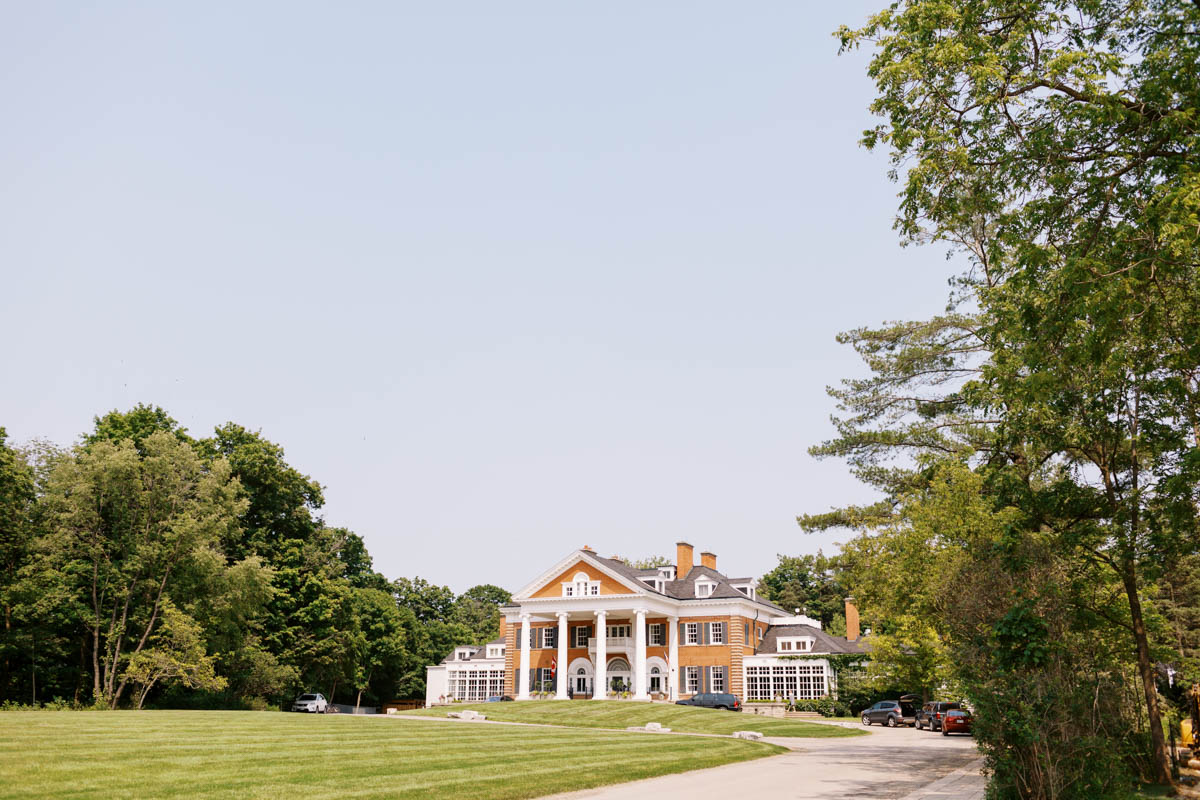 the exterior of langdon hall on a wedding day